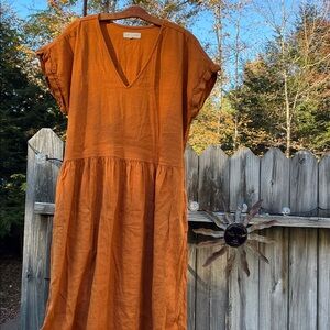 Minimalist linen midi with pockets🍁🍂